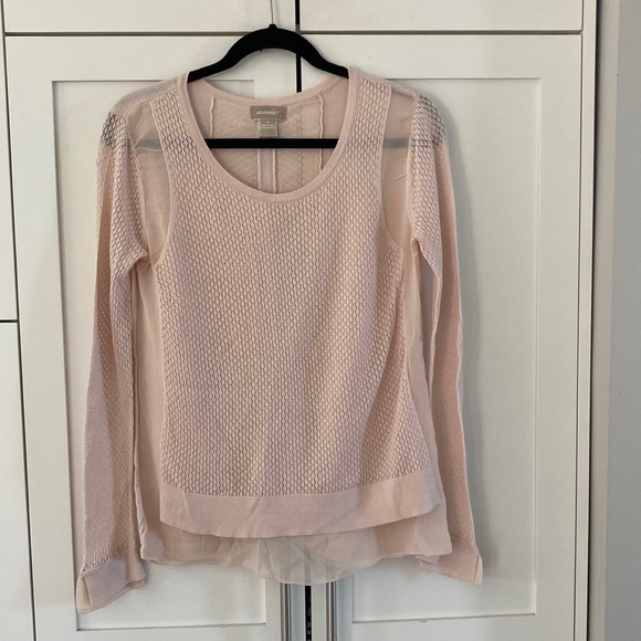 Asoie Sweaters - Asoie Silk and Cotton Knit Scoop Neck Lightweight Sweater Size M